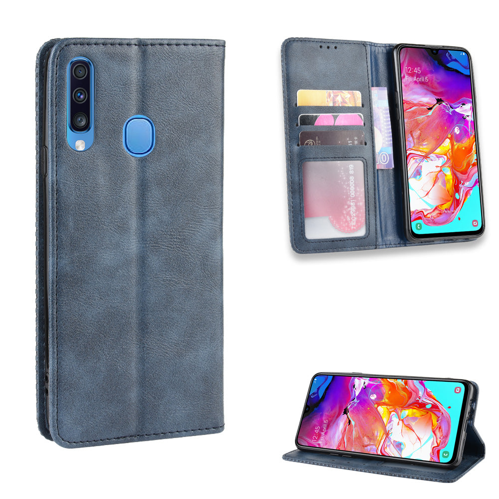 Retro Style PU Leather Wallet Stand Cell Phone Cover Casing for Samsung Galaxy A20s