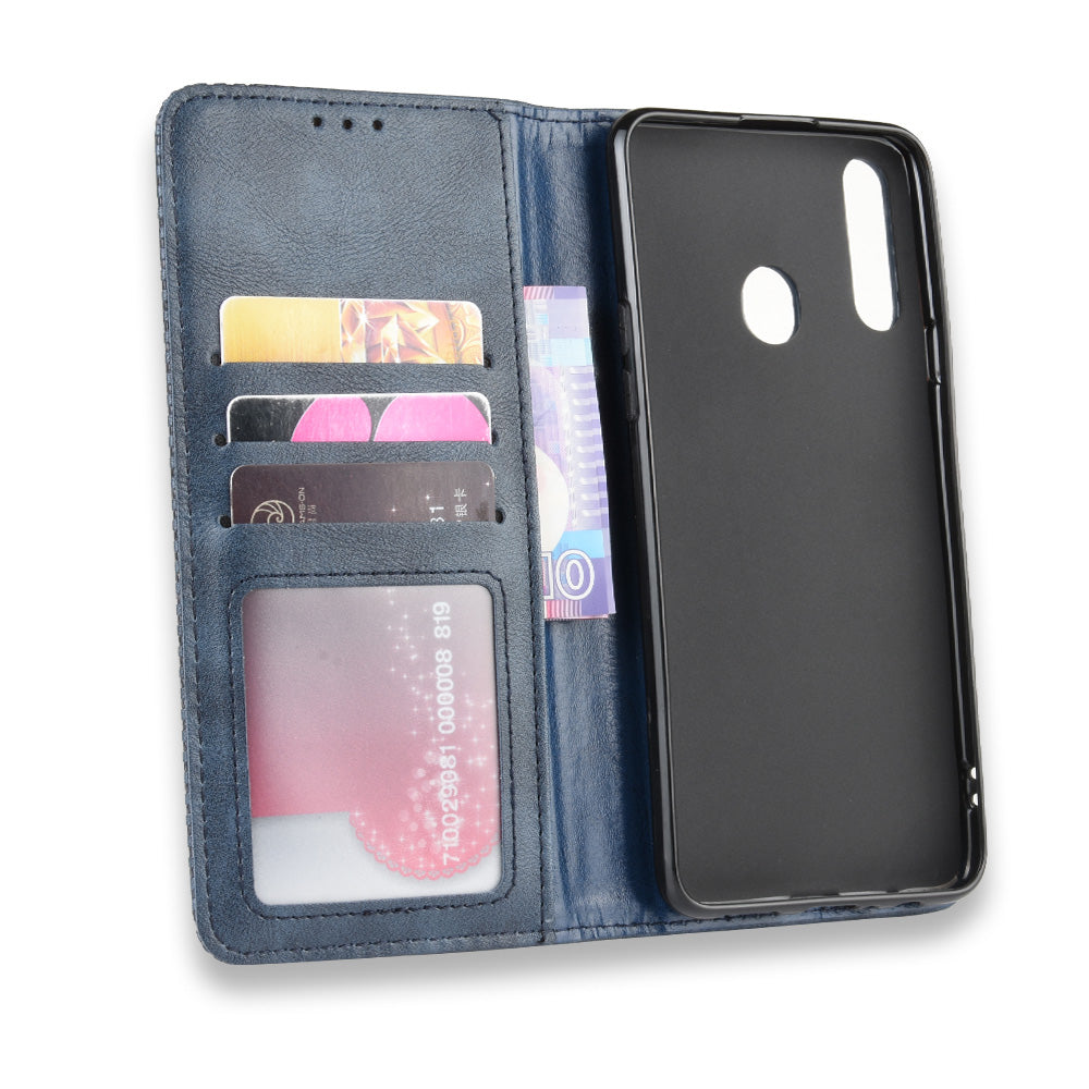 Retro Style PU Leather Wallet Stand Cell Phone Cover Casing for Samsung Galaxy A20s