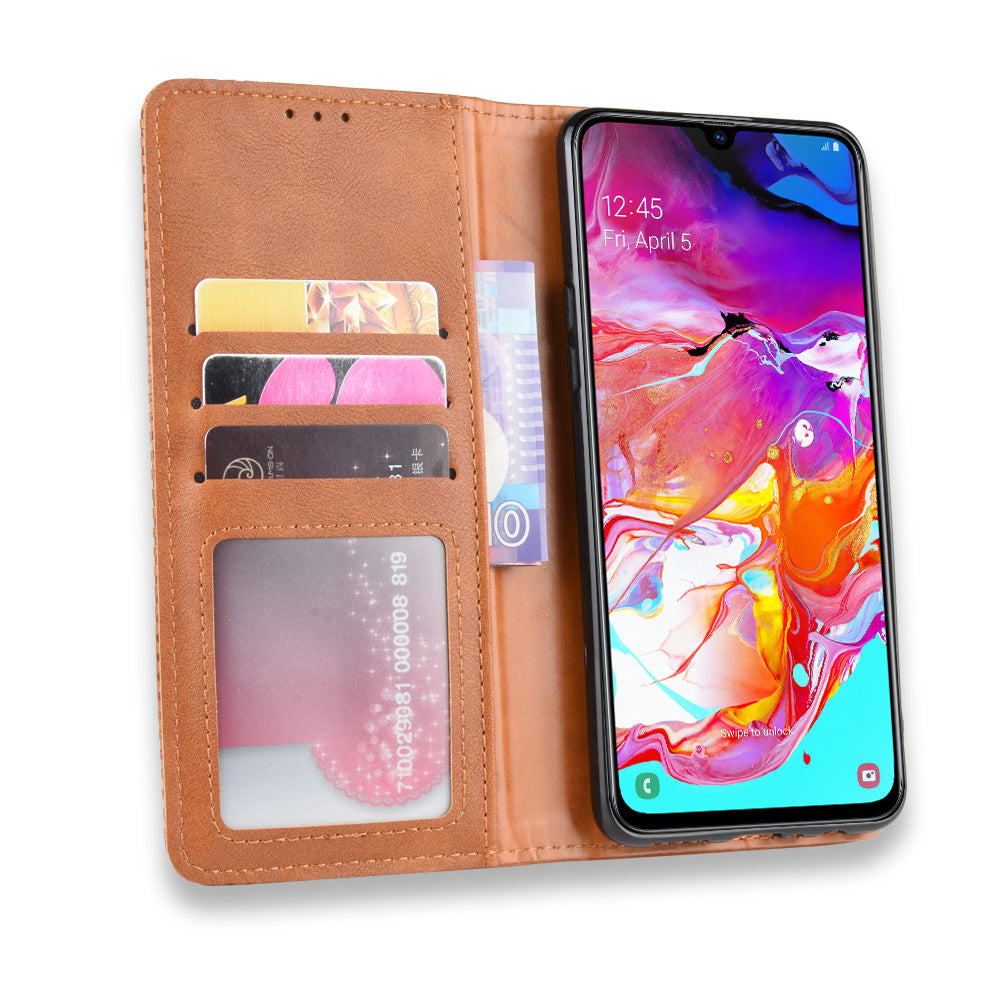 Retro Style PU Leather Wallet Stand Cell Phone Cover Casing for Samsung Galaxy A20s