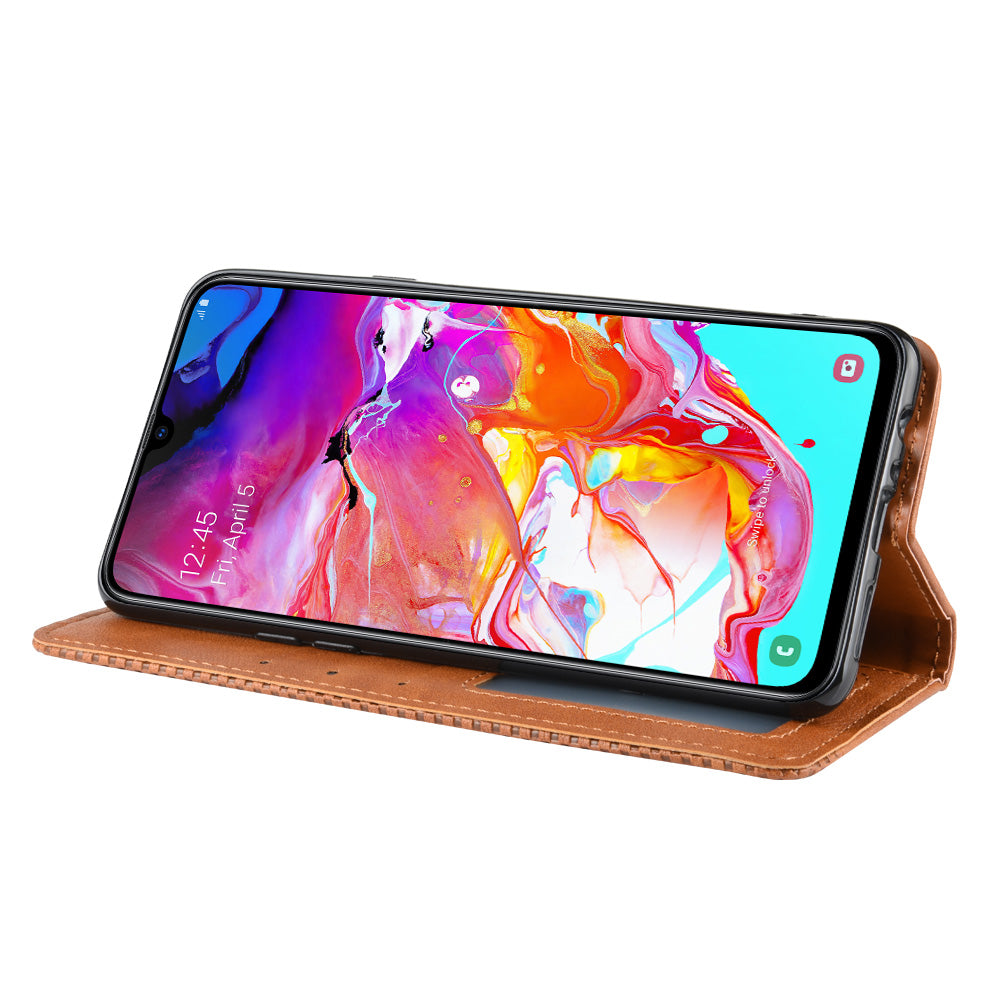 Retro Style PU Leather Wallet Stand Cell Phone Cover Casing for Samsung Galaxy A20s