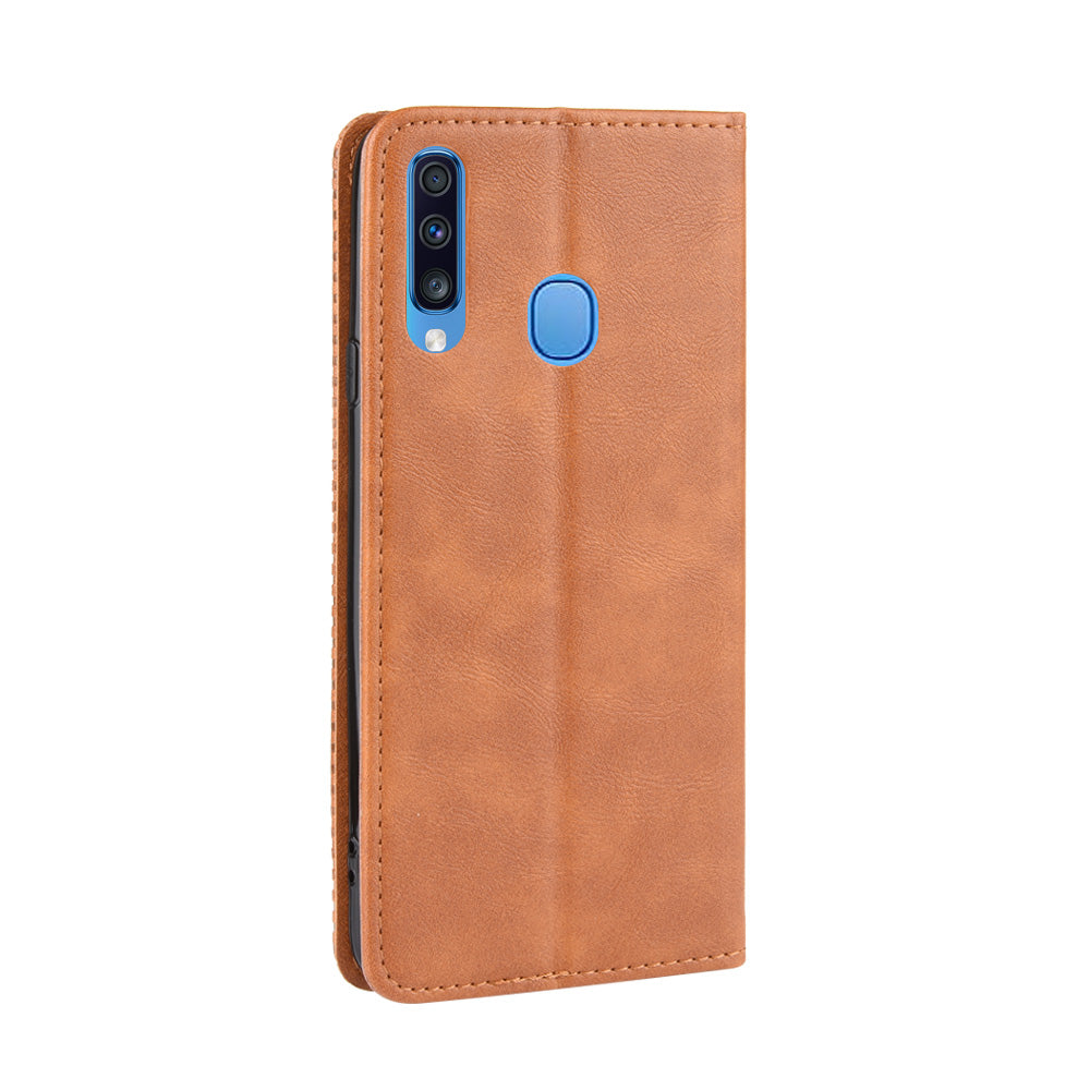 Retro Style PU Leather Wallet Stand Cell Phone Cover Casing for Samsung Galaxy A20s