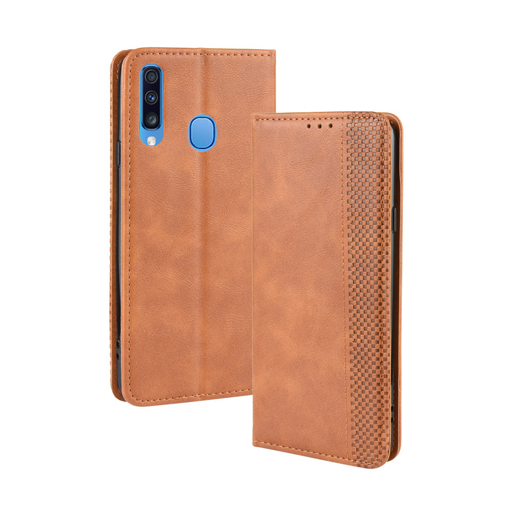 Retro Style PU Leather Wallet Stand Cell Phone Cover Casing for Samsung Galaxy A20s