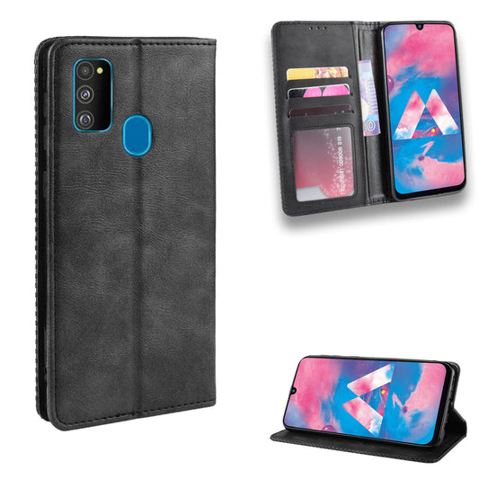 Retro Style Auto-absorbed Leather Casing for Samsung Galaxy M30s / M2