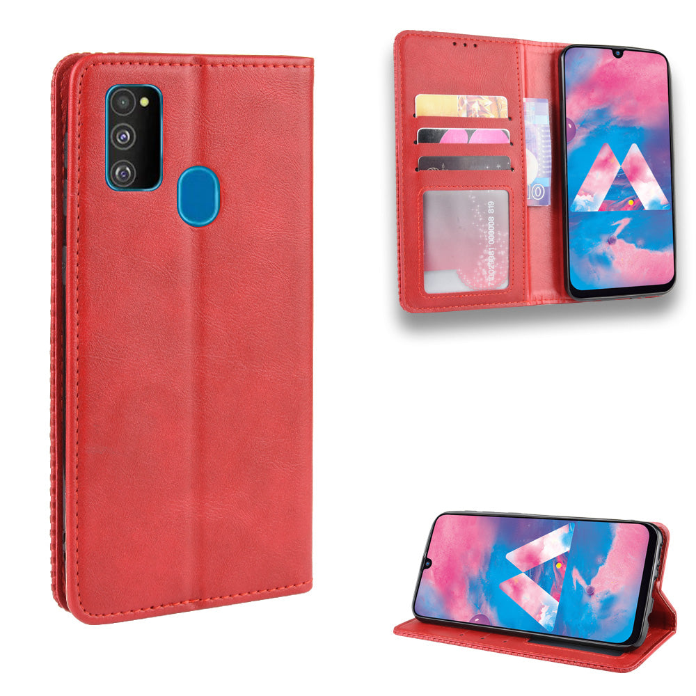 Retro Style Auto-absorbed Leather Casing for Samsung Galaxy M30s / M2
