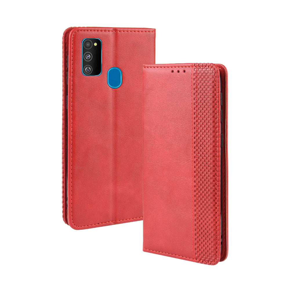 Retro Style Auto-absorbed Leather Casing for Samsung Galaxy M30s / M2