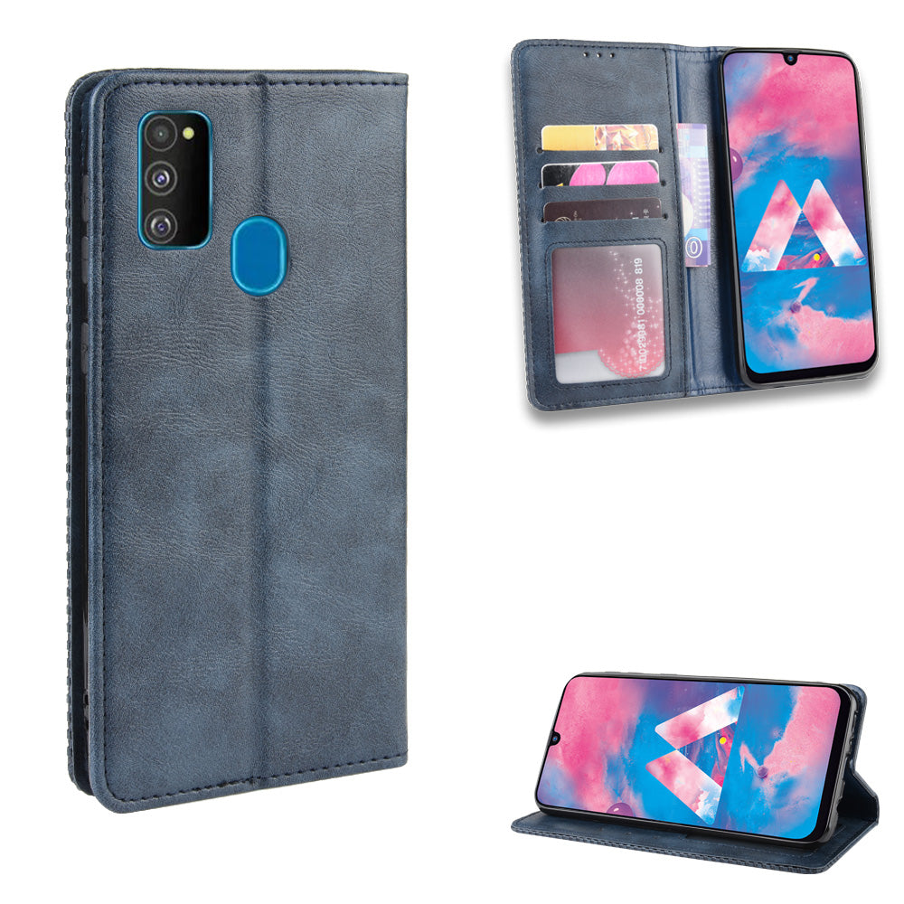 Retro Style Auto-absorbed Leather Casing for Samsung Galaxy M30s / M2