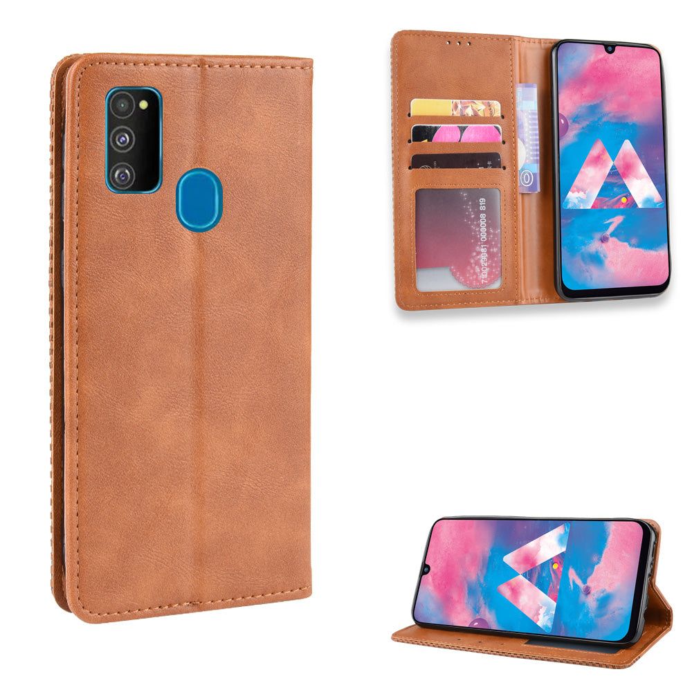 Retro Style Auto-absorbed Leather Casing for Samsung Galaxy M30s / M2