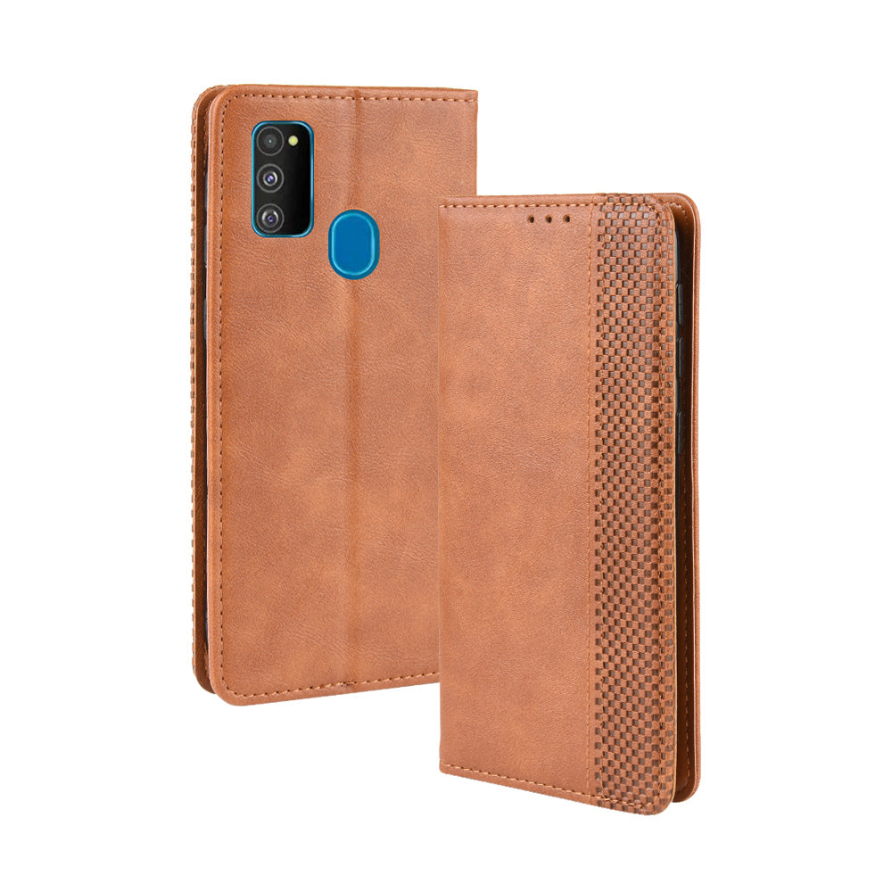 Retro Style Auto-absorbed Leather Casing for Samsung Galaxy M30s / M2