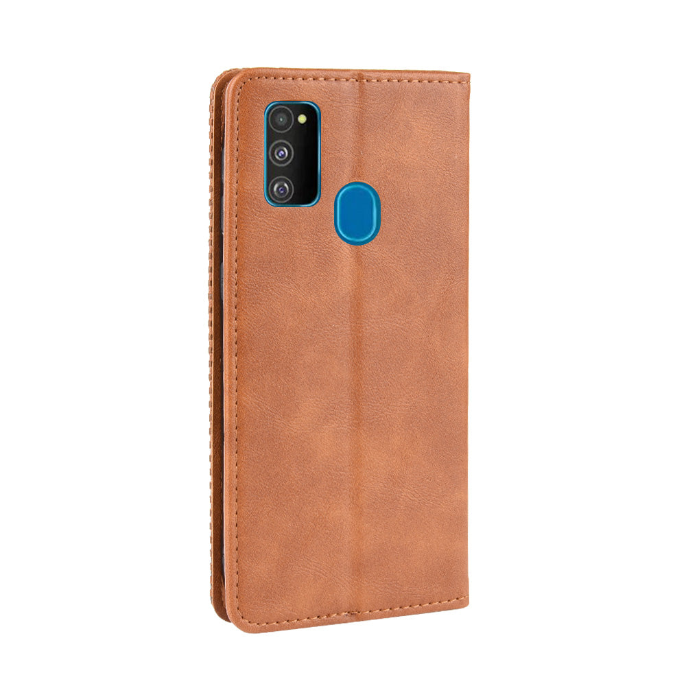 Retro Style Auto-absorbed Leather Casing for Samsung Galaxy M30s / M2