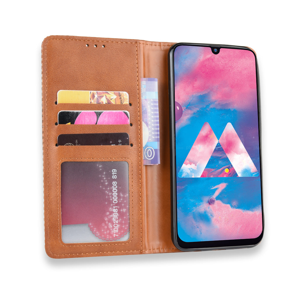 Retro Style Auto-absorbed Leather Casing for Samsung Galaxy M30s / M2