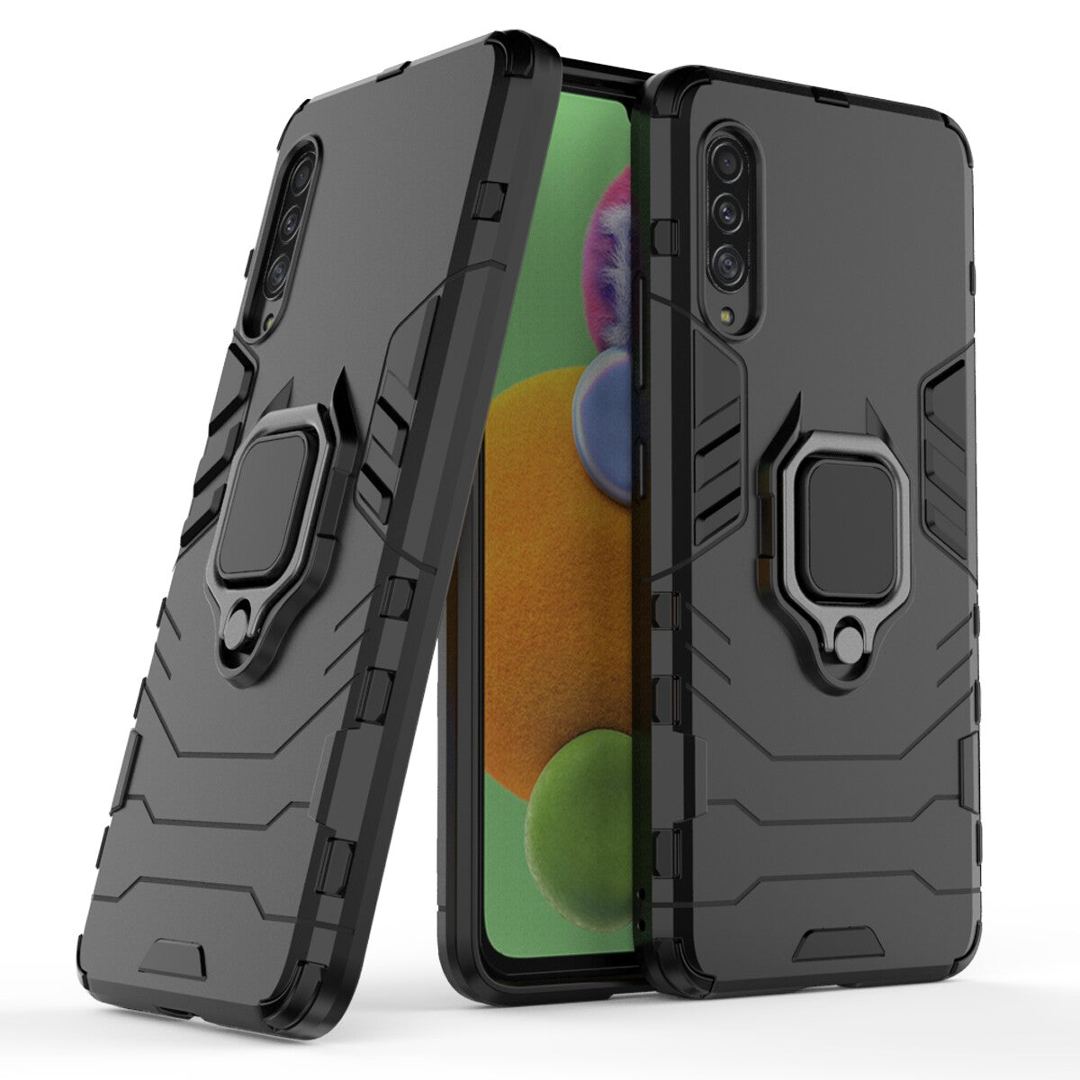 Cool Guard Finger Ring Kickstand PC + TPU Hybrid Protective Case for Samsung Galaxy A90 5G