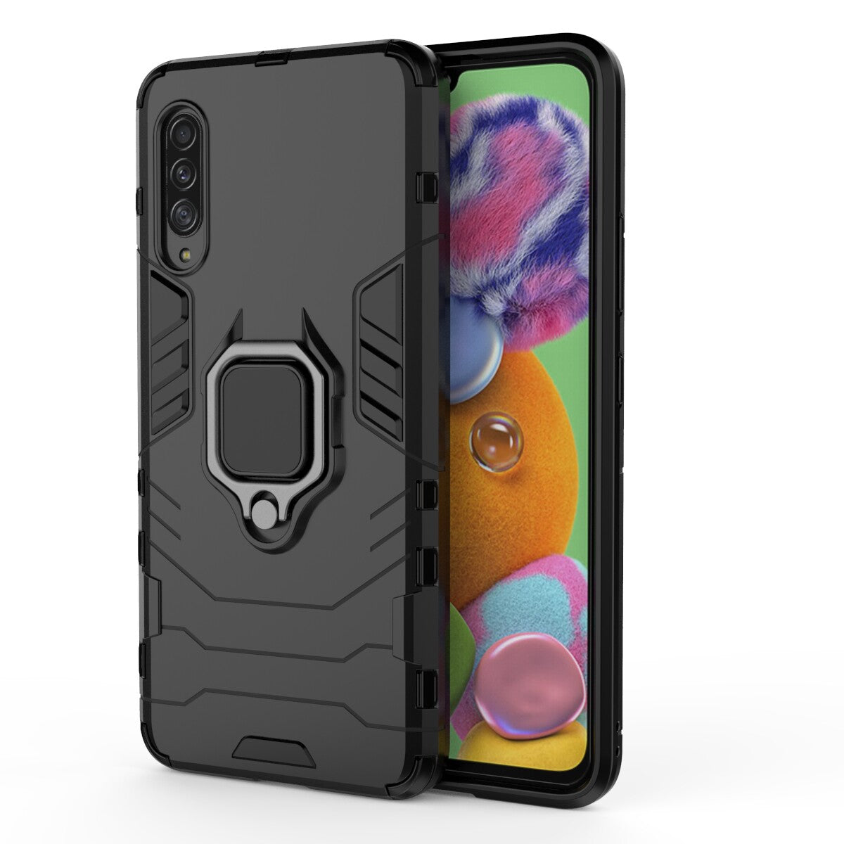 Cool Guard Finger Ring Kickstand PC + TPU Hybrid Protective Case for Samsung Galaxy A90 5G