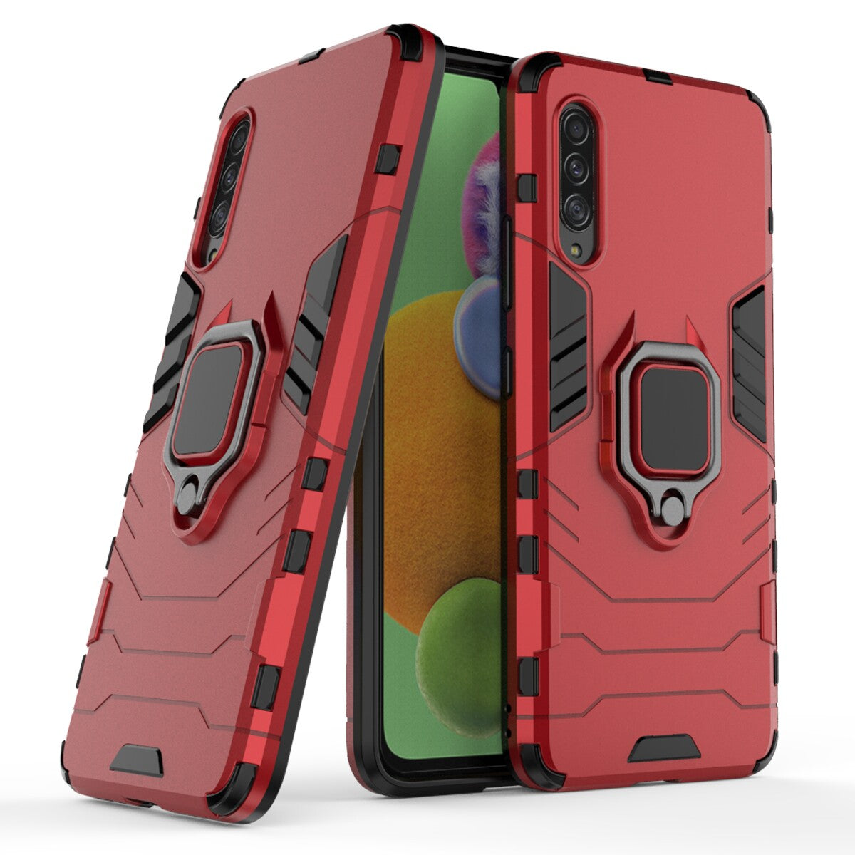 Cool Guard Finger Ring Kickstand PC + TPU Hybrid Protective Case for Samsung Galaxy A90 5G