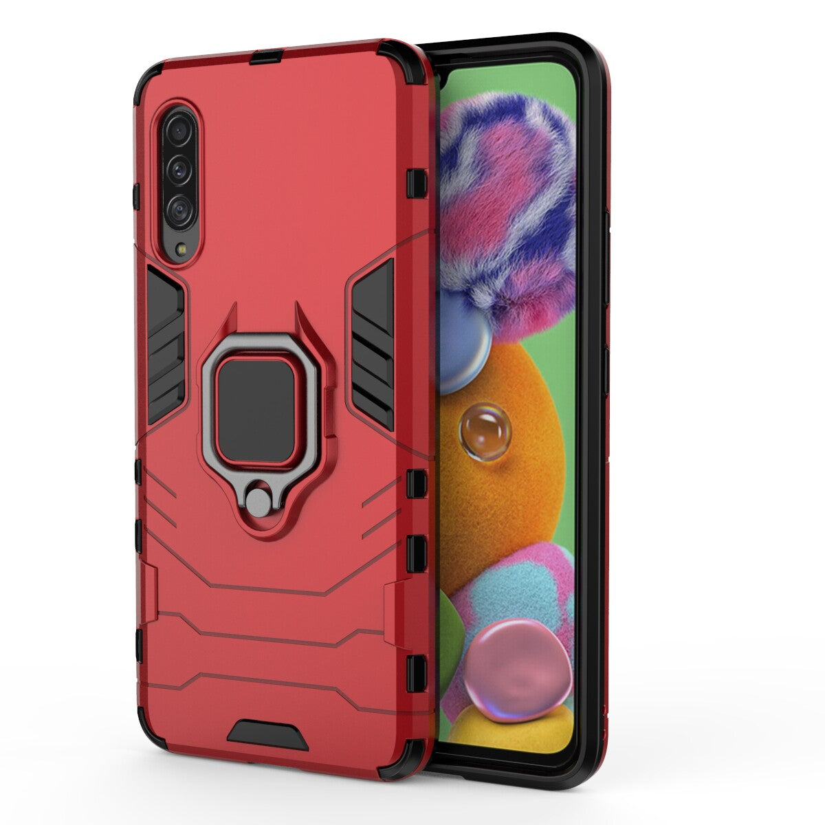 Cool Guard Finger Ring Kickstand PC + TPU Hybrid Protective Case for Samsung Galaxy A90 5G