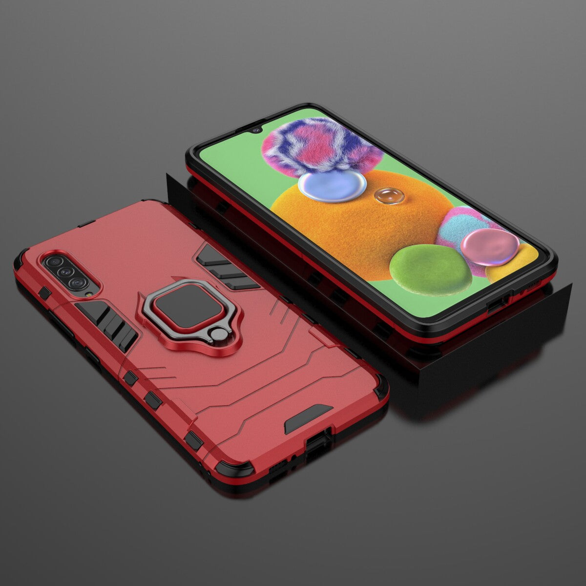 Cool Guard Finger Ring Kickstand PC + TPU Hybrid Protective Case for Samsung Galaxy A90 5G