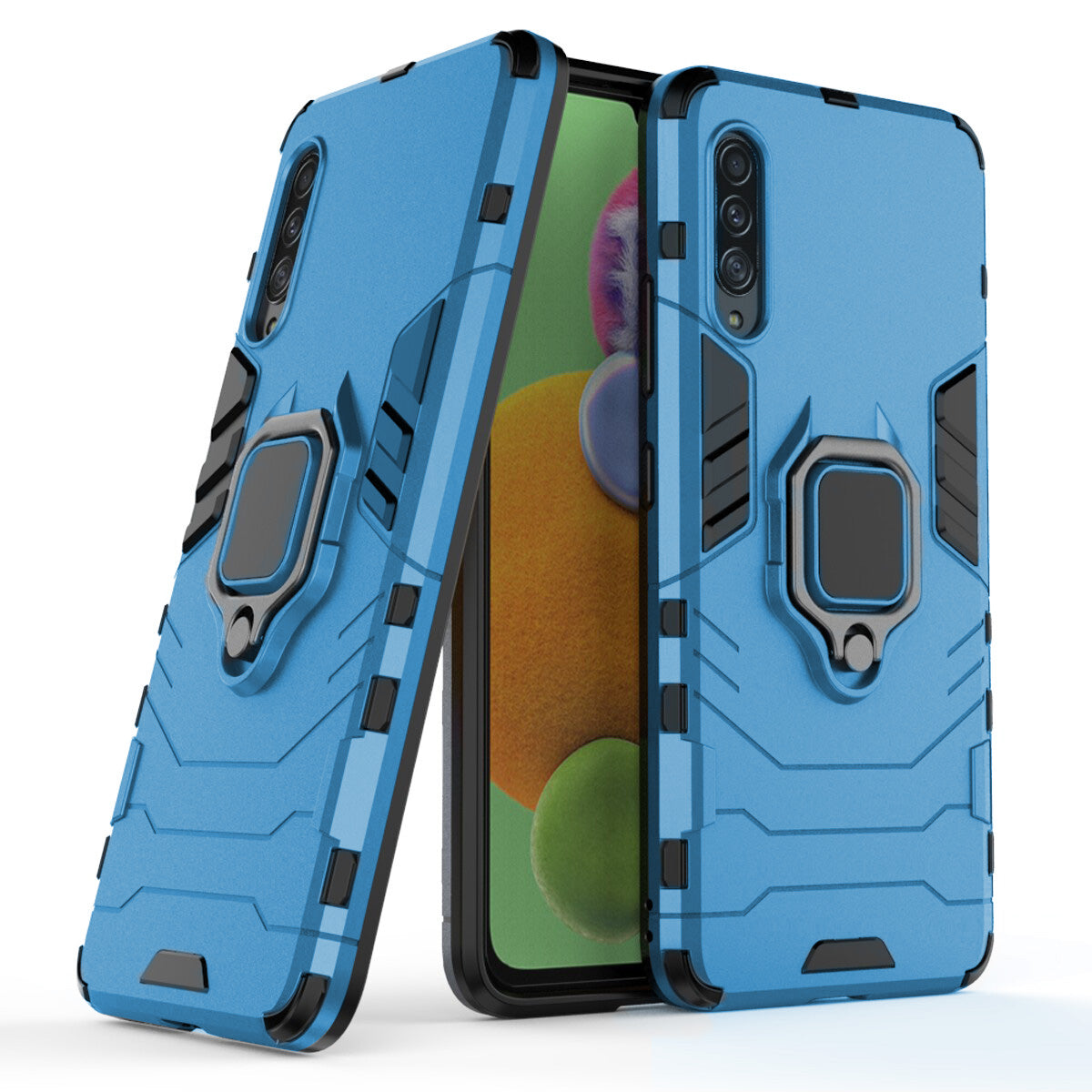 Cool Guard Finger Ring Kickstand PC + TPU Hybrid Protective Case for Samsung Galaxy A90 5G
