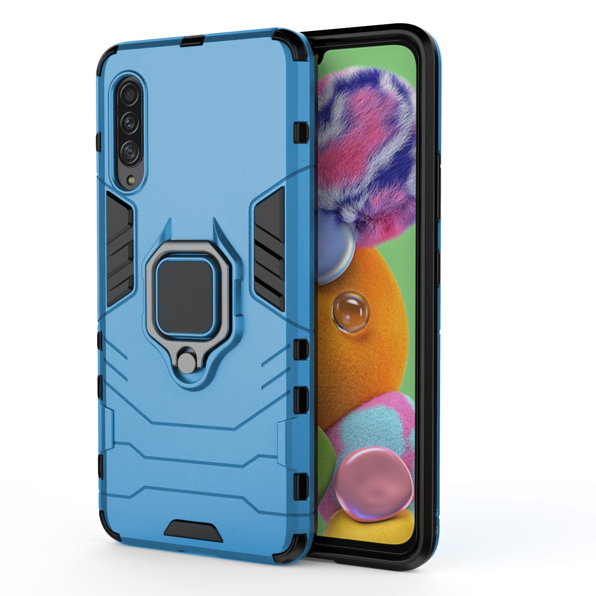 Cool Guard Finger Ring Kickstand PC + TPU Hybrid Protective Case for Samsung Galaxy A90 5G