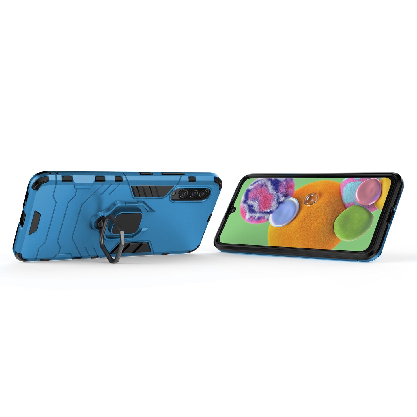Cool Guard Finger Ring Kickstand PC + TPU Hybrid Protective Case for Samsung Galaxy A90 5G