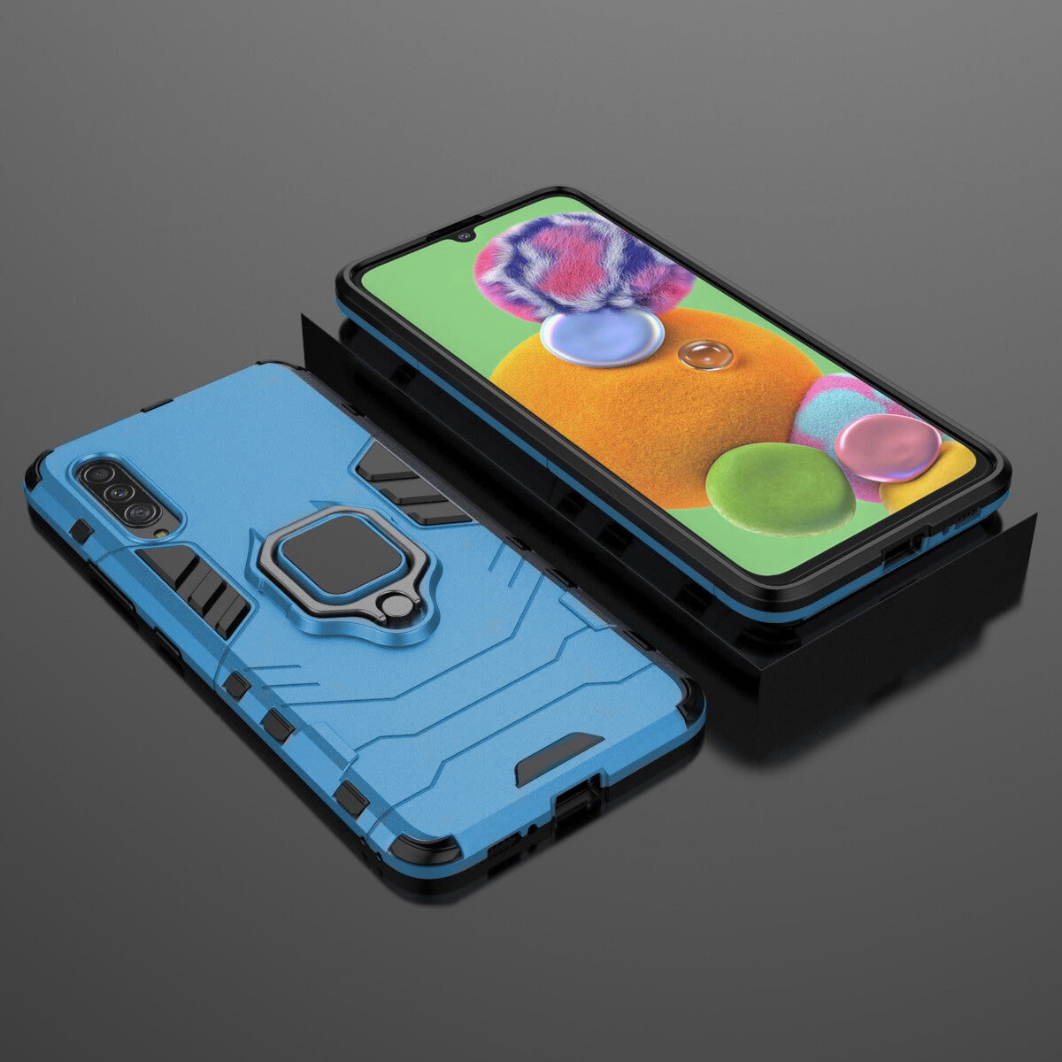 Cool Guard Finger Ring Kickstand PC + TPU Hybrid Protective Case for Samsung Galaxy A90 5G