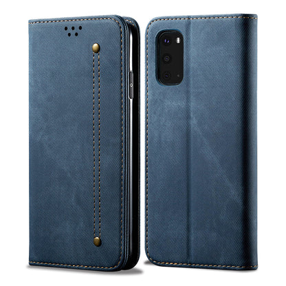 Retro Style Jeans Cloth Leather Wallet Case for Samsung Galaxy S20 4G/S20 5G