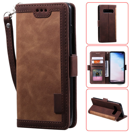 Retro Splicing Leather Wallet Phone Case for Samsung Galaxy S10 Plus
