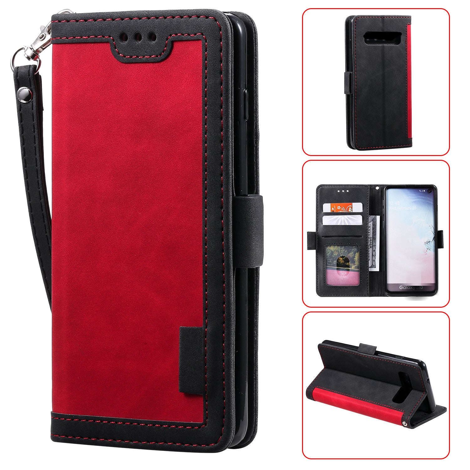 Retro Splicing Leather Wallet Phone Case for Samsung Galaxy S10 Plus