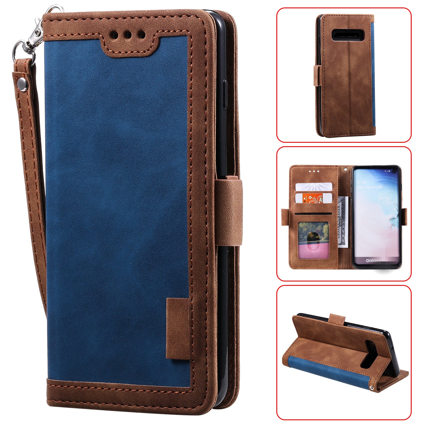 Retro Splicing Leather Wallet Phone Case for Samsung Galaxy S10 Plus