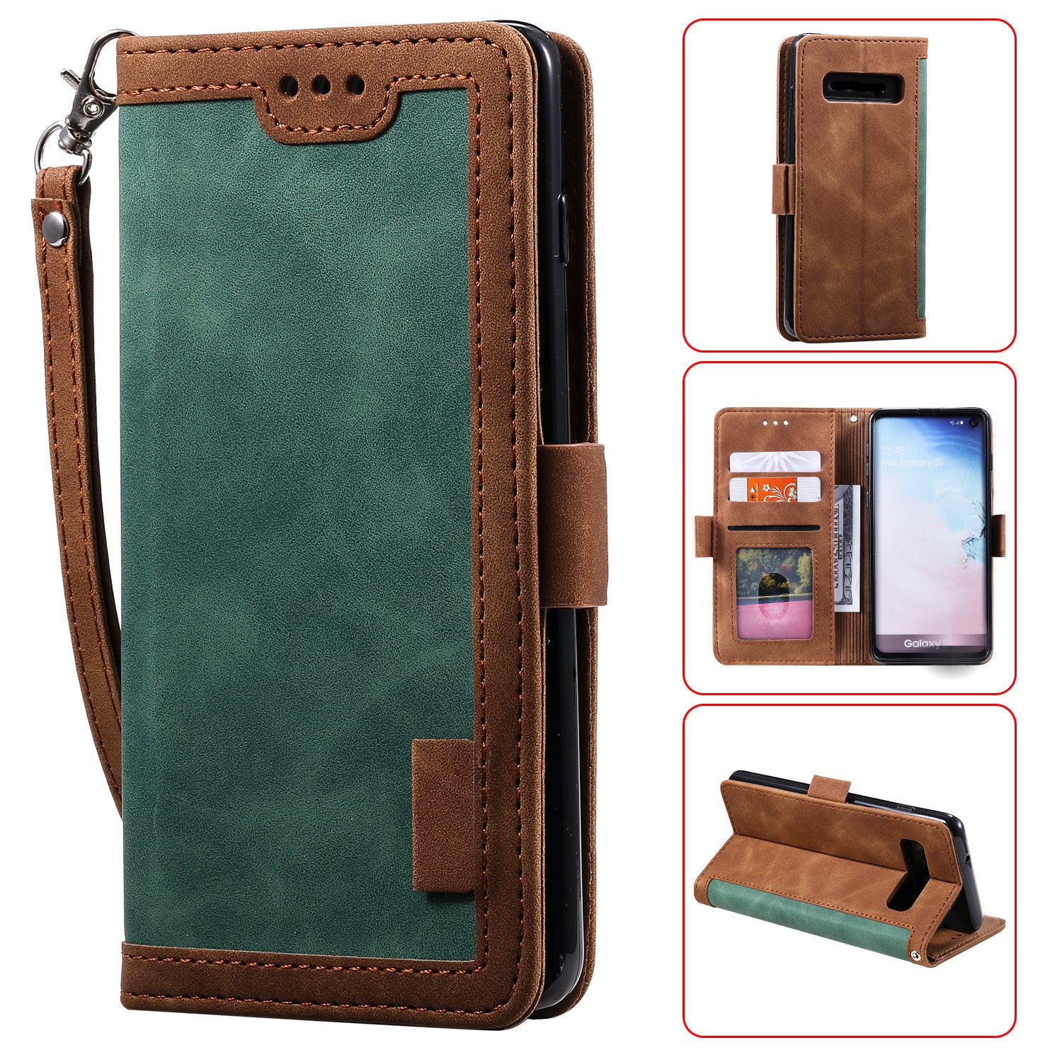 Retro Splicing Leather Wallet Phone Case for Samsung Galaxy S10 Plus