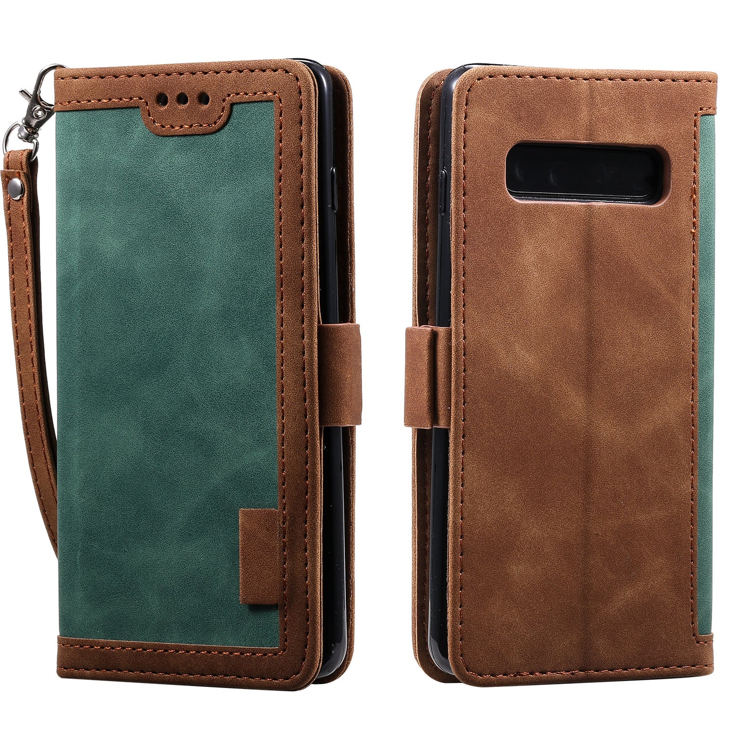 Retro Splicing Leather Wallet Phone Case for Samsung Galaxy S10 Plus