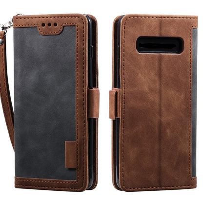Retro Splicing Leather Wallet Phone Case for Samsung Galaxy S10 Plus