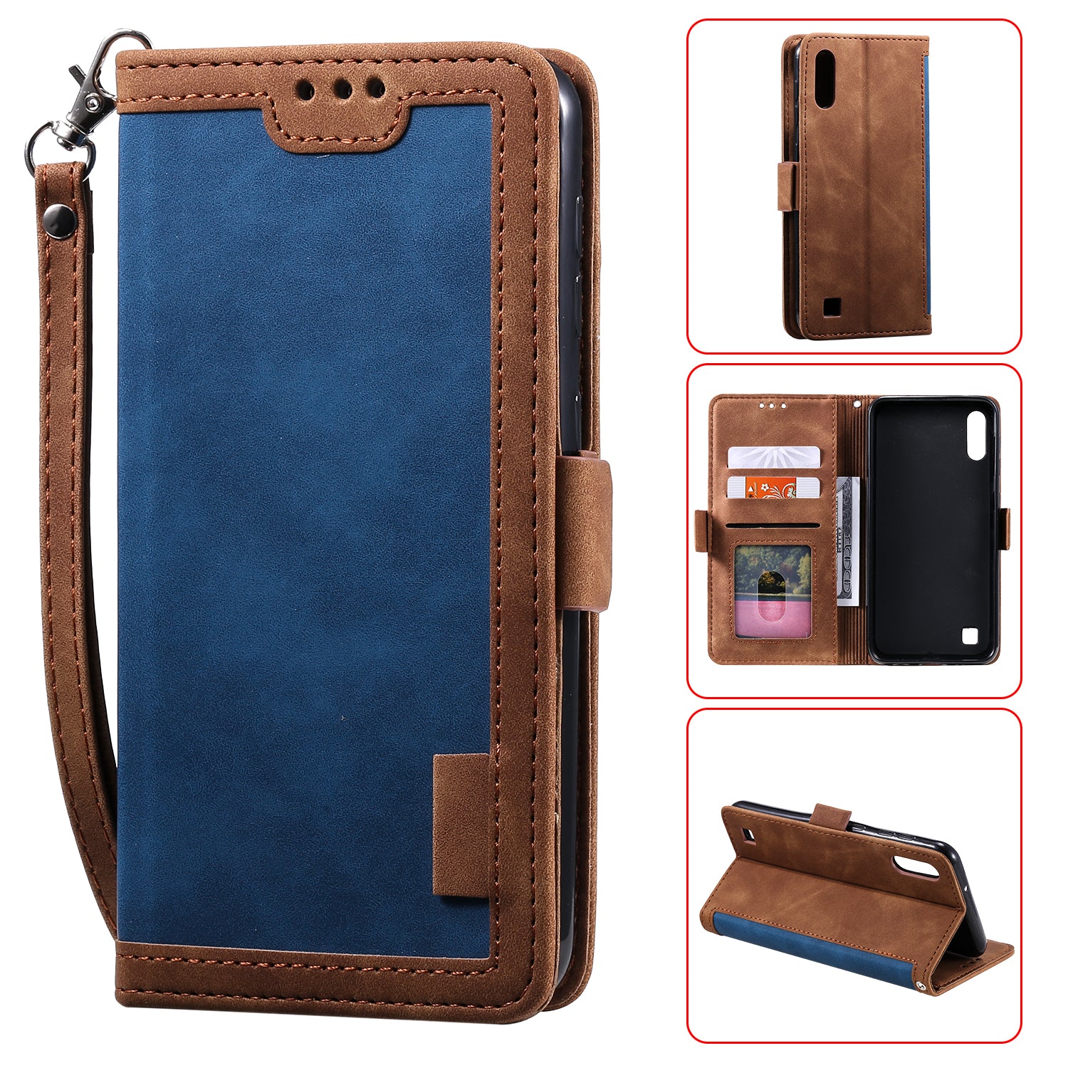 Retro Splicing Leather Phone Casing for Samsung Galaxy A10