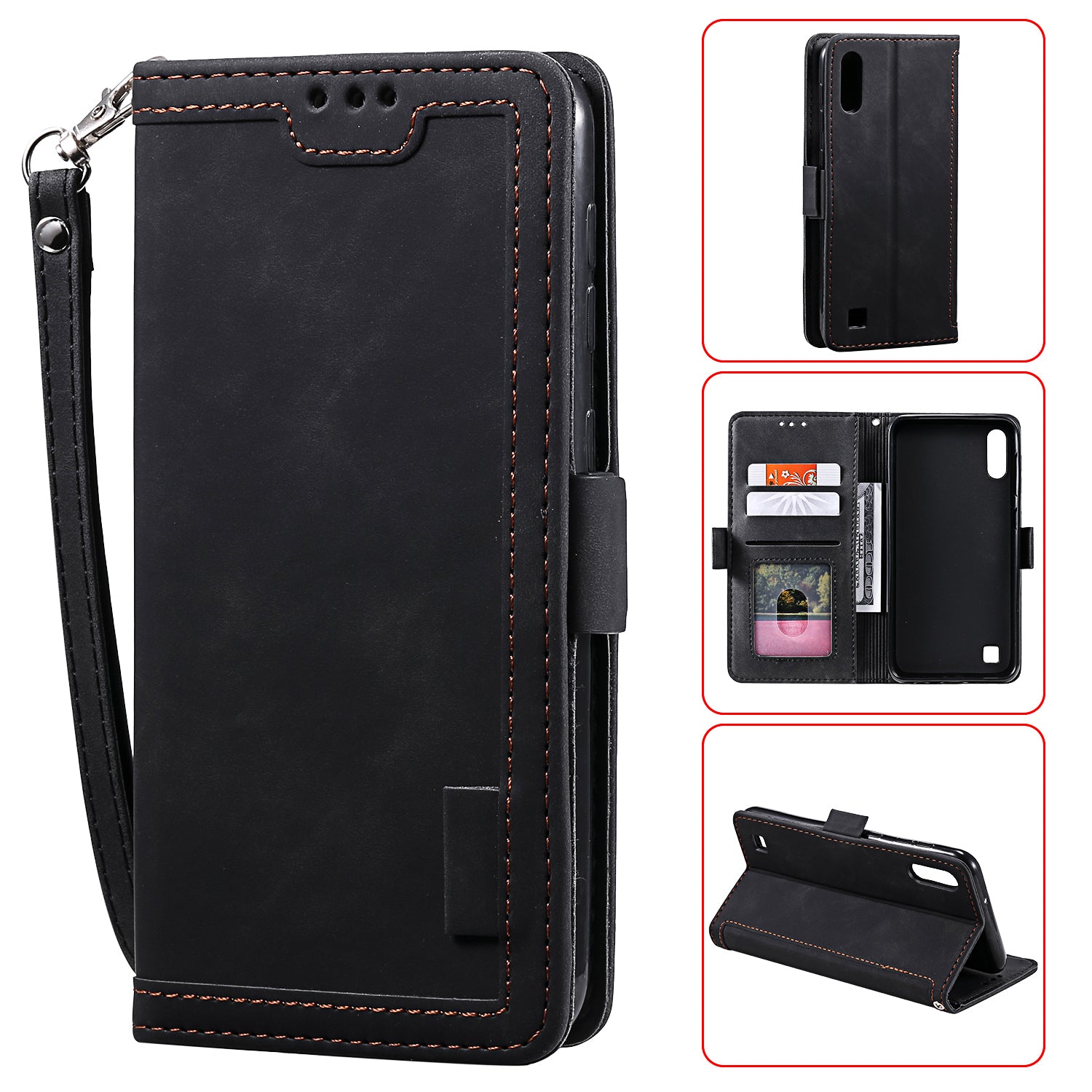 Retro Splicing Leather Phone Casing for Samsung Galaxy A10