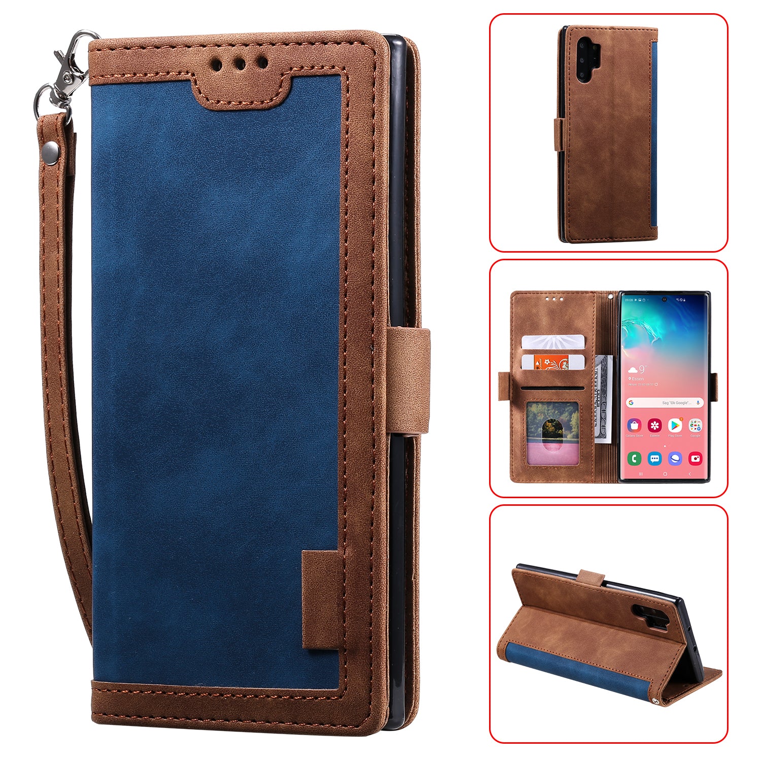 Retro Splicing Leather Phone Covering for Samsung Galaxy Note 10 Pro