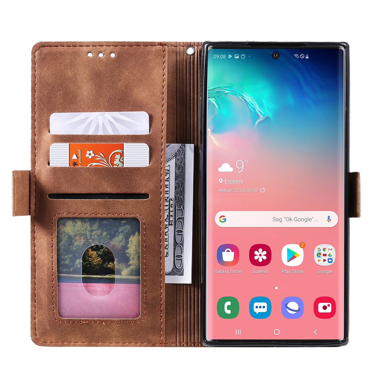 Retro Splicing Leather Phone Covering for Samsung Galaxy Note 10 Pro