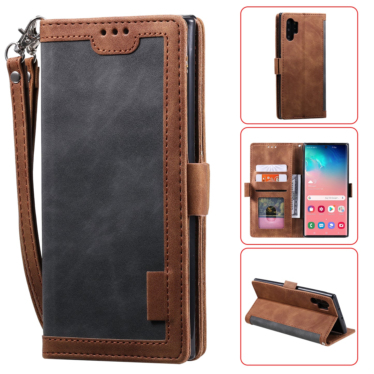 Retro Splicing Leather Phone Covering for Samsung Galaxy Note 10 Pro
