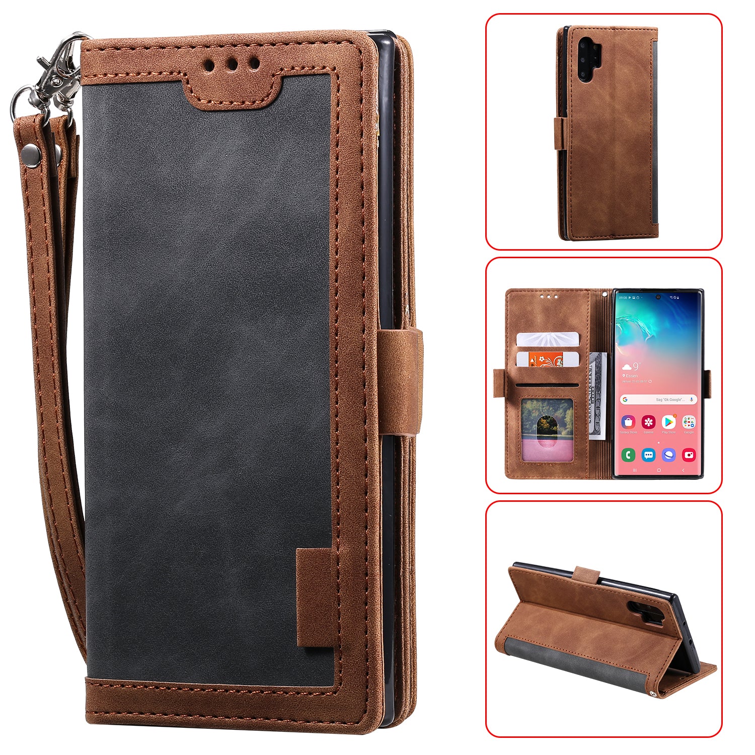Retro Splicing Leather Phone Covering for Samsung Galaxy Note 10 Pro