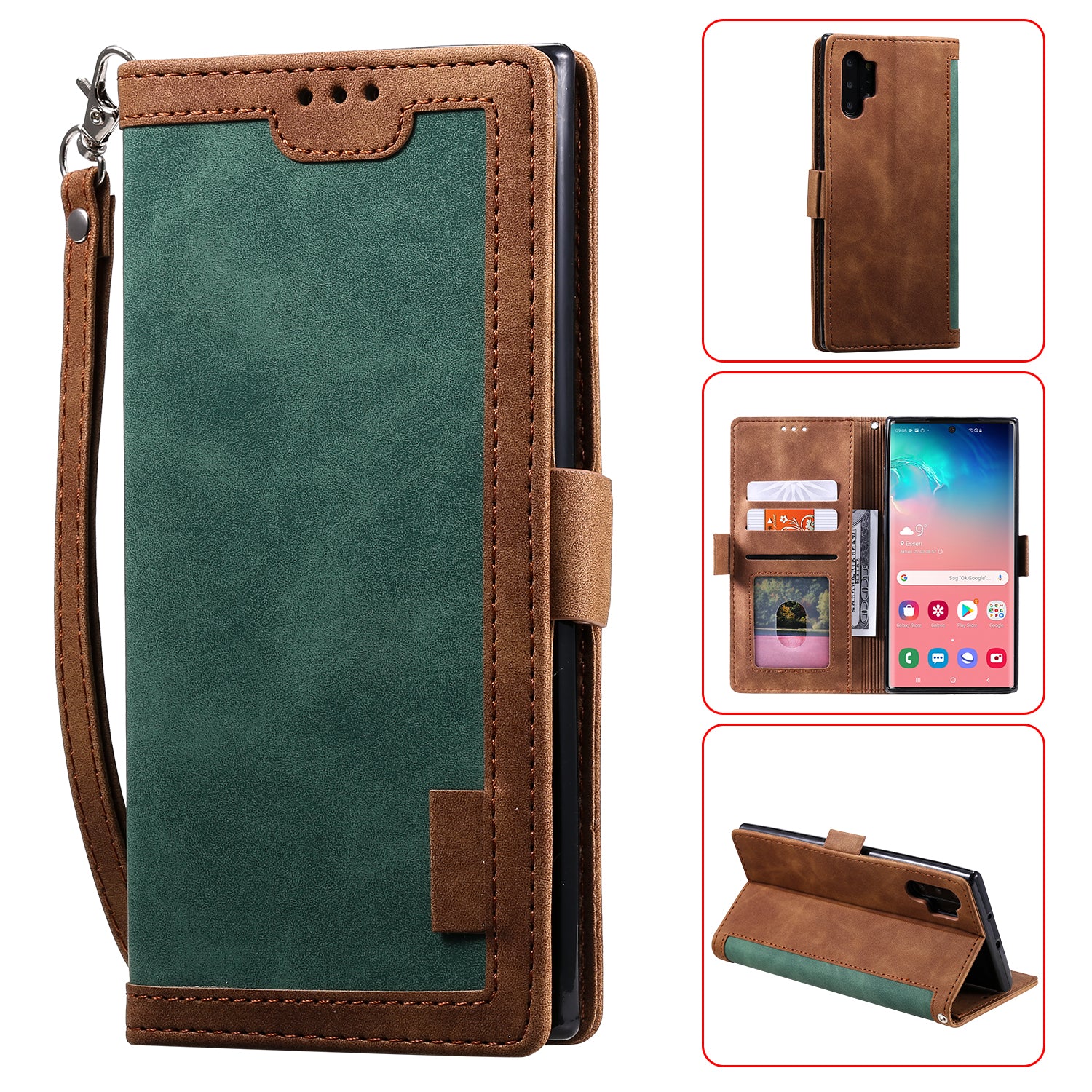 Retro Splicing Leather Phone Covering for Samsung Galaxy Note 10 Pro