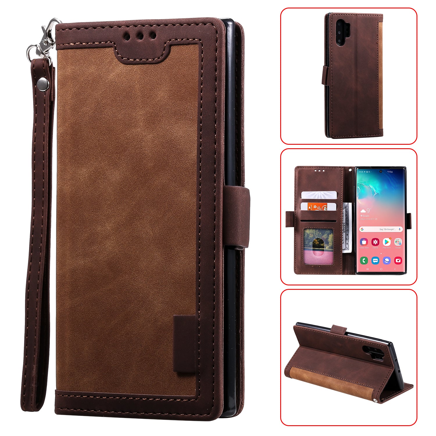 Retro Splicing Leather Phone Covering for Samsung Galaxy Note 10 Pro