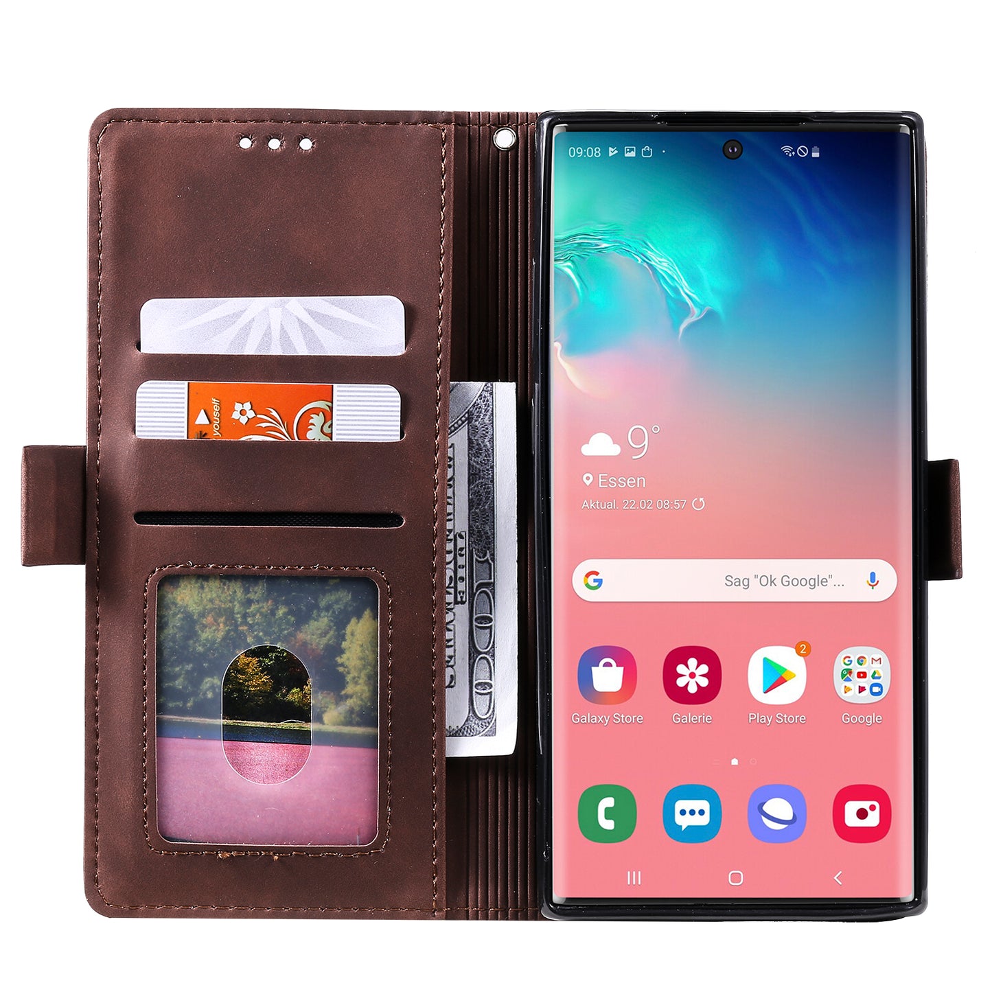 Retro Splicing Leather Phone Covering for Samsung Galaxy Note 10 Pro