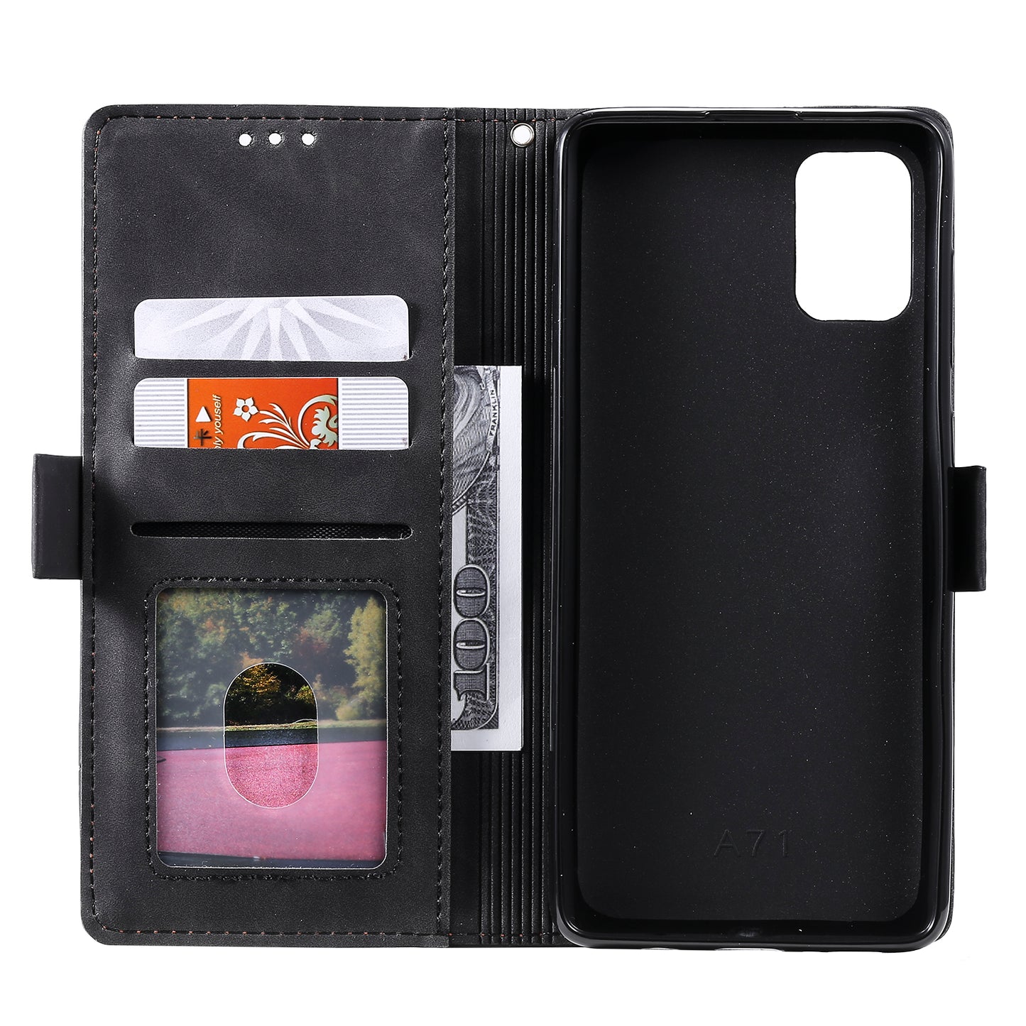 Retro Style Splicing Leather Wallet Phone Case for Samsung Galaxy A71