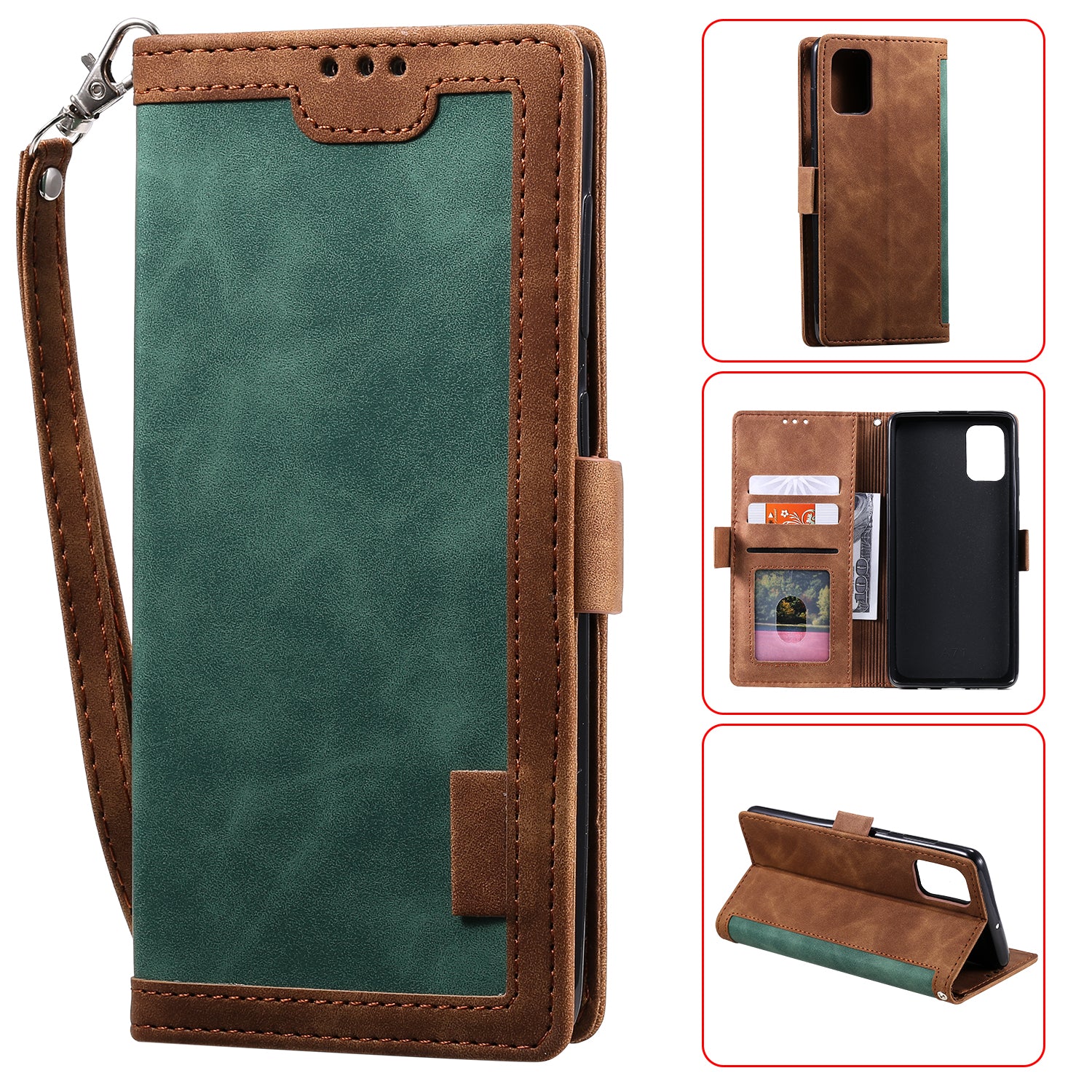 Retro Style Splicing Leather Wallet Phone Case for Samsung Galaxy A71