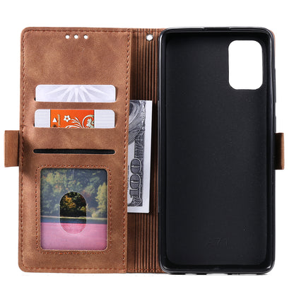 Retro Style Splicing Leather Wallet Phone Case for Samsung Galaxy A71
