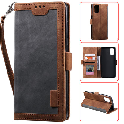 Retro Style Splicing Leather Wallet Phone Case for Samsung Galaxy A71