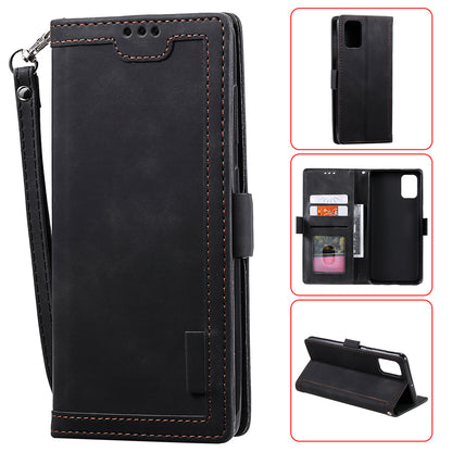 Retro Style Splicing Leather Wallet Phone Case for Samsung Galaxy A71
