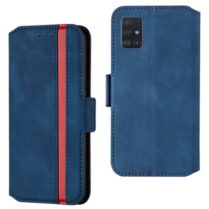Retro Style Splicing Matte Leather Case with Card Holder for Samsung Galaxy A51