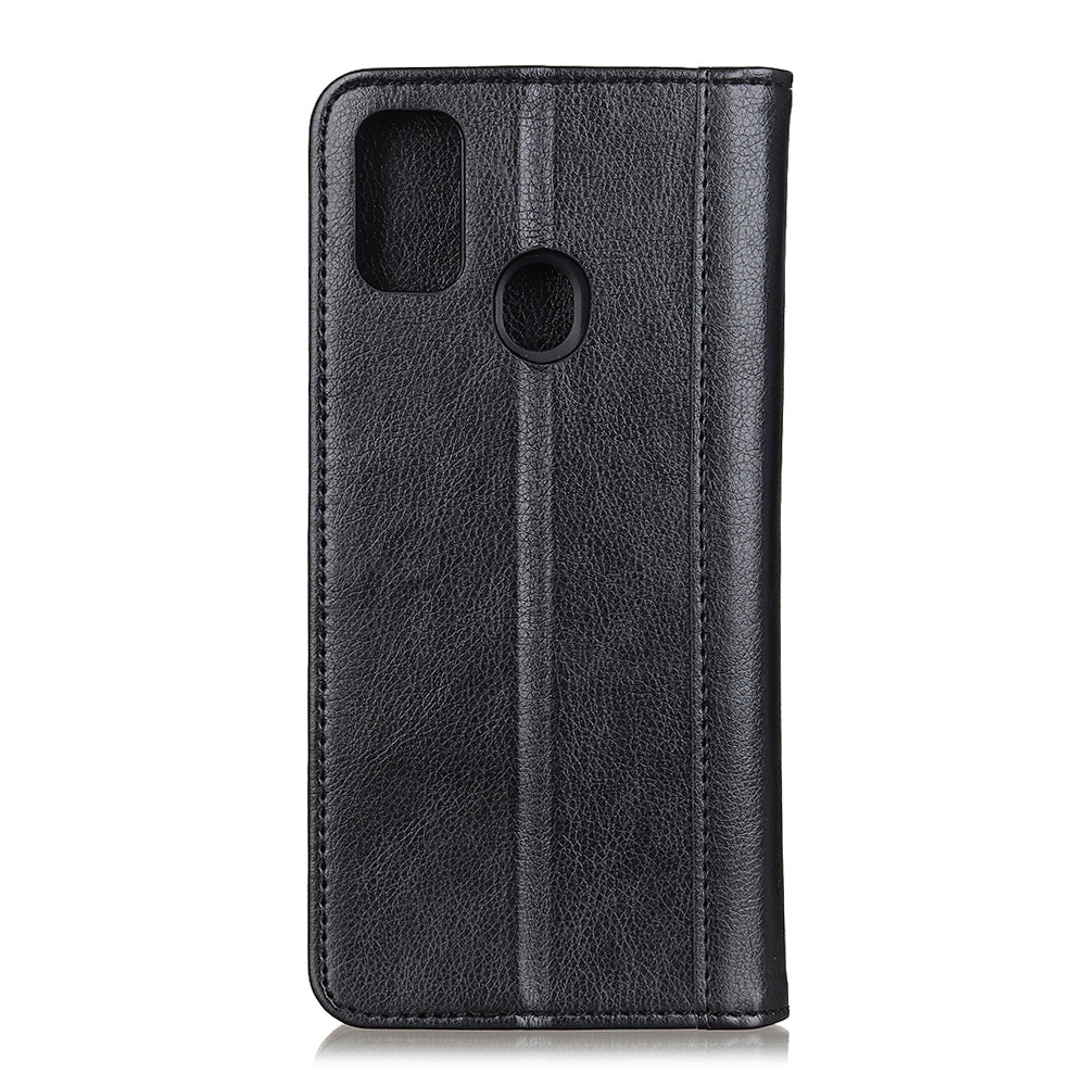 Litchi Skin Auto-absorbed Split Leather Phone Case for Samsung Galaxy A21s
