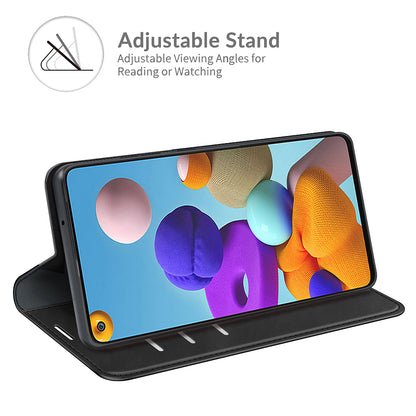 Silky Touch Auto-absorbed Flip Leather Wallet Stand Case for Samsung Galaxy A21s Cell Phone Accessory