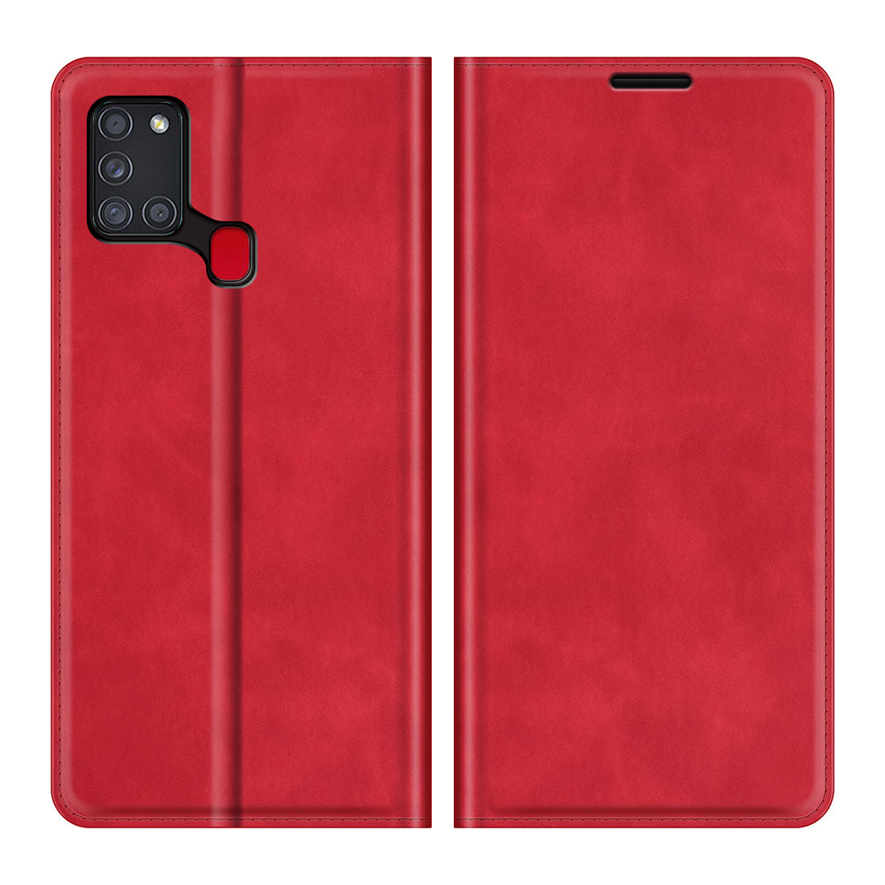 Silky Touch Auto-absorbed Flip Leather Wallet Stand Case for Samsung Galaxy A21s Cell Phone Accessory