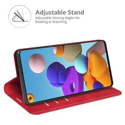 Silky Touch Auto-absorbed Flip Leather Wallet Stand Case for Samsung Galaxy A21s Cell Phone Accessory
