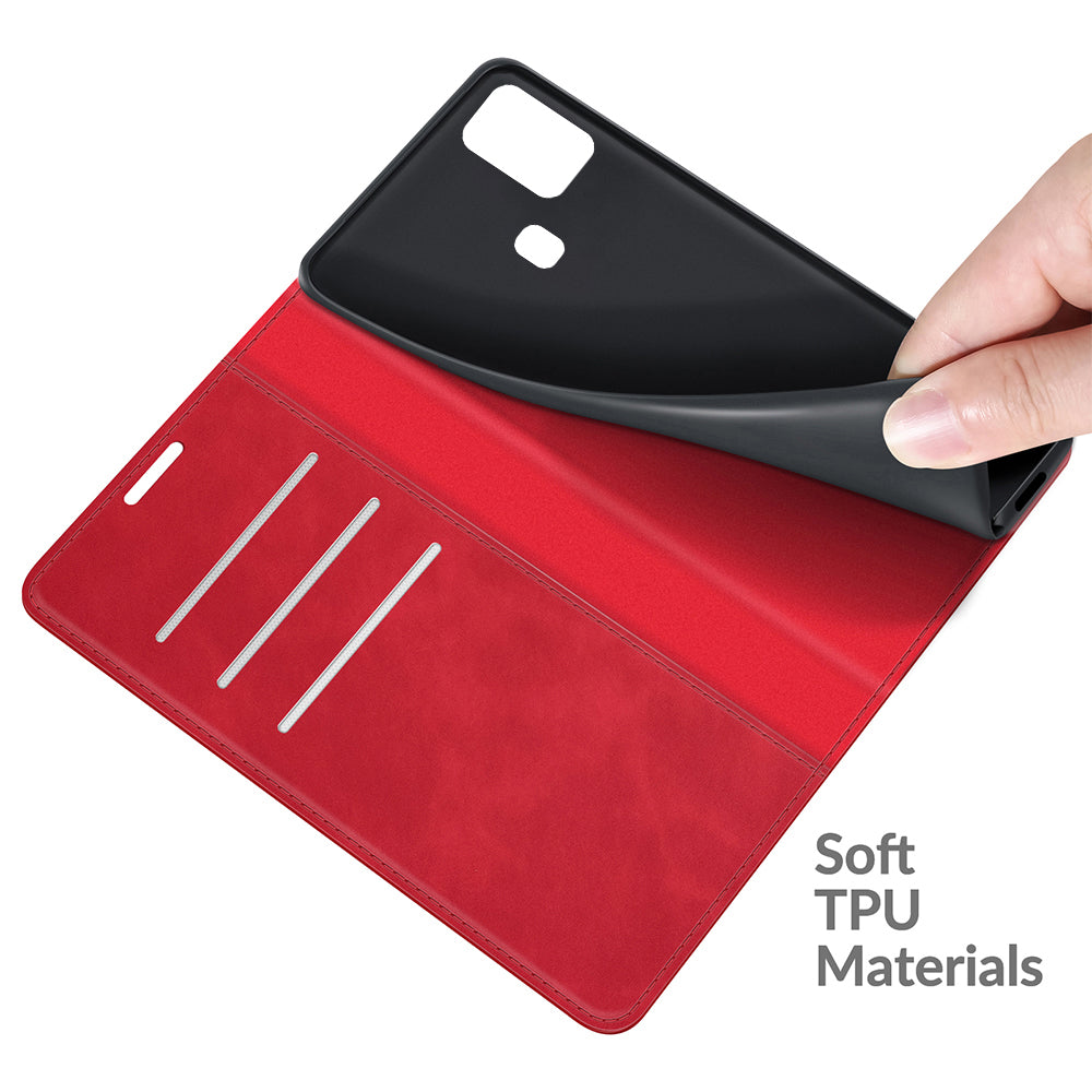 Silky Touch Auto-absorbed Flip Leather Wallet Stand Case for Samsung Galaxy A21s Cell Phone Accessory
